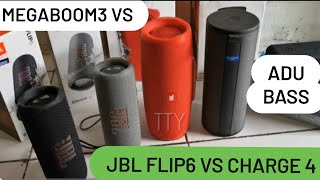 JBL FLIP 6 Vs MEGABOOM 3 vs JBL CHARGE 4 VS SOUNDCORE SELEC 2 ADU BASS NCS MUSIC INDONESIA [upl. by Llerreg]