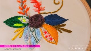 Embroidery Design I Flower embroidery and 4 Type Leaves I Hand Embroidery for beginners I [upl. by Steiner500]