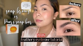 Feathery eyebrow tutorial  Soap brows vs Pears soap bar bushybrowtutorial soapbrowtutorial [upl. by Aid]