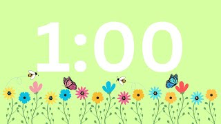 Spring Day 1 Minute Timer  Classroom Timer  Flower Timer  Spring Countdown [upl. by Alyel]