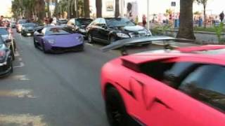 Amazing LineUp of Arab Supercars driving in Cannes  Part III LP 6704 SVs incredible sound [upl. by Wenz585]