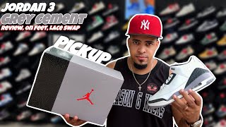 Jordan 3 Grey Cement  PickupReview On Feet amp Lace Swap [upl. by Marius679]