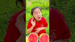 Oh my god watermelon🍉🍉 crushed by hydraulic press 😱😱 funny video shorts giadinh comedy fruit [upl. by Miller]