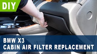 BMW X3 Cabin Air Filter Replacement  2011 2012 2013 2014 2015 2016 2017 [upl. by Oraneg]