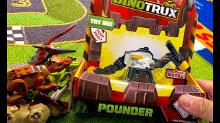 New DinoTrux Toys Hunt  Battle Armor Ty Rux Pounder and Power Trux  Dinosaur Toys for kids [upl. by Ahsemat620]