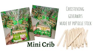 Mini Baby Crib  Christening Giveaways  DIY Souvenir  How to make souvenir made of Popsicle Stick [upl. by Austreng]