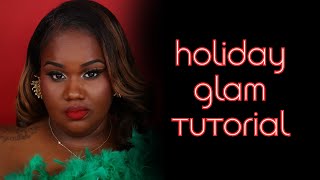 Holiday Glam Makeup Tutorial  Gold amp Silver Eyes  Ruby Red Lip [upl. by Louella]