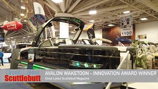 Avalon Waketoon Surf Pontoon With Jim Wolf The 2020 Minneapolis Boat Show [upl. by Lennie]