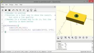 OpenSCAD tutorial Render vs Preview [upl. by Namyw916]