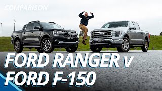 2024 Ford F150 v Ford Ranger Comparison  USA’s and Australia’s favourite pickups go headtohead [upl. by Secrest]