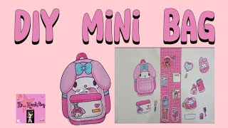 MINI BAG DIY  PAPER BAG FOR PAPER DOLLS  MY MELODY [upl. by Azila]