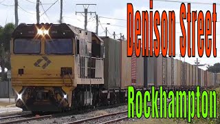 Freight Trains on Denison Street Rockhampton  QR Queensland Rail Australia [upl. by Newlin]