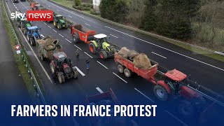 Protesting farmers block motorway [upl. by Homerus]