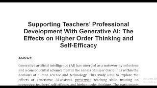 Supporting Teachers’ Professional Development With Generative AI The Effects on Higher Order Thinkin [upl. by Yamauchi]