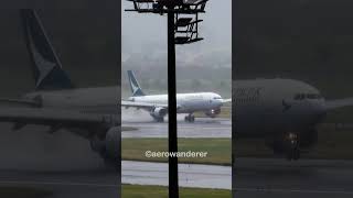 TYPHOON landing of CATHAY PACIFIC A330 at Taipei Airport shorts aviation plane a330 landing [upl. by Irroc725]