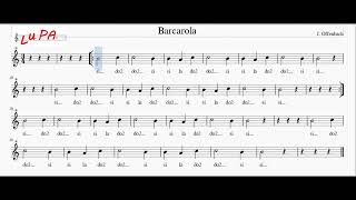 Barcarola J Offenbach  Flauto dolce  Note  Spartito  Karaoke  Recorder  Instrumental [upl. by Amund420]