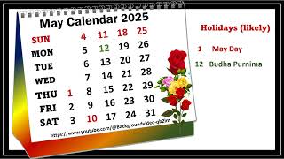 May Calendar 2025 maycalender2025 calendar may 2025 [upl. by Aicerg]