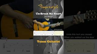 UnBreak My Heart  Toni Braxton  EASY Fingerstyle Guitar Tutorial  TAB amp Lyrics [upl. by Offen436]