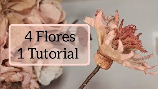 1 IDEA 4 FLORES 💐DIY FLORES DE TELA RUSTICAS  VINTAGE COMO HACER FLORES FÁCILES [upl. by Anirdnaxela988]