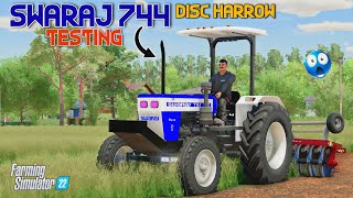 Sawraj 744 Vs Disc Harrow Testing👑 Fs22 to disc harrow chalenge gameplay  Indian tractor game [upl. by Bergeman]