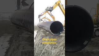 storm water discharge pipes Installation drain pipe placing [upl. by Etteyniv]