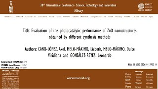 Evaluation of the photocatalytic performance of ZnO nanostructures obtained [upl. by Ramoh]