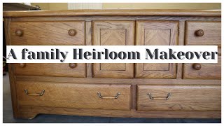 Paint Washing a White Oak Dresser  Family Heirloom Furniture Flip [upl. by Amocat]