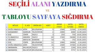 EXCEL YAZDIRMA ALANI BELİRLE  TABLOYU SAYFAYA SIĞDIR  SEÇİLİ ALANI YAZDIRMA [upl. by Ingrid]