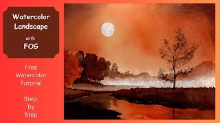 Foggy Landscape in Watercolor  How to Paint Smooth Washes Step by Step [upl. by Renaldo]