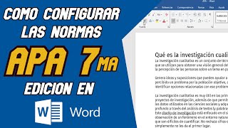 Como Configurar las Normas APA en WORD 7ma Edición [upl. by Tanya]