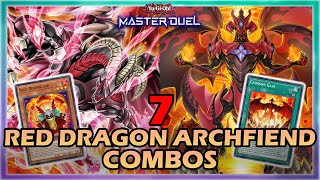 7 RED DRAGON ARCHFIEND COMBOS FT NEW RDA SUPPORT POST RETURN OF THE KING IN YUGIOH MASTER DUEL [upl. by Eneroc]