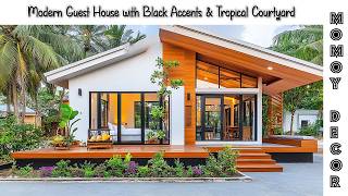 Luxury Small Spaces Modern Guest House with Black Accents amp Tropical Courtyard [upl. by Deyes]