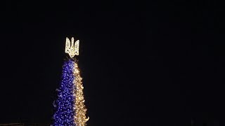 Russia wont steal Christmas Kyiv and Kharkiv unveil festive trees  AFP [upl. by Suciram]