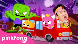 The Wheels on the Halloween Bus go Round and Round  Escape the Monsters  Hoi  Official Pinkfong [upl. by Leibman]