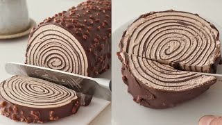 Crepe Chocolate Roll Cake Recipe By Nahlahrsl asmr cake nahlahrsl [upl. by Aikin]