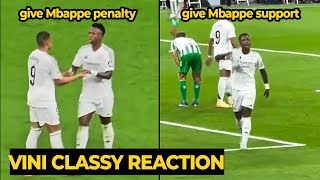 Vini Jr classy reaction give Mbappe to take PENALTY and telling the fans to get LOUDER in SUPPORT [upl. by Riley]