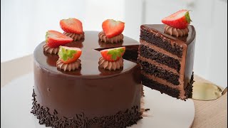 Chocolate Cake With Chocolate Ganache Glaze [upl. by Antoinette]