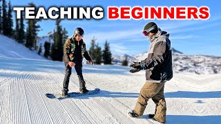 Teaching Complete Beginners How To Snowboard [upl. by Jessey]