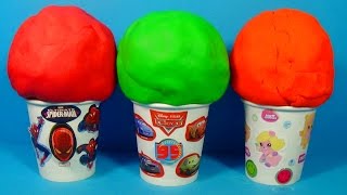 Surprise eggs PlayDoh ICE CREAM eggs surprise Disney Cars SPIDERMAN Party Animals For Kids Baby [upl. by Lerrehs]