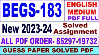 begs 183 solved assignment 202324 in English  begs 183 solved assignment 2024  begs 183 2024 [upl. by Li]