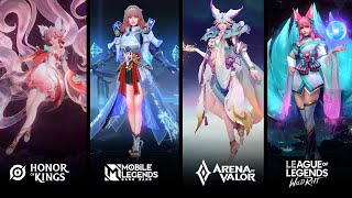 Ahri Guinevere Daji Liliana  Skin Comparison  Wildrift VS HOK VS AOV VS MLBB [upl. by Rivy]