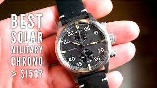 Baltany Solar Chronograph Military Watch Review [upl. by Truelove]