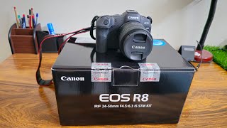 Canon EOS R8 full frame camera unboxing review photo and video sample at end of video [upl. by Rori228]