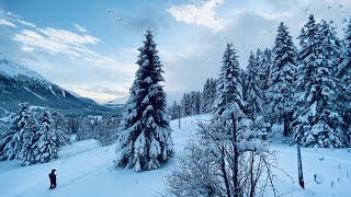 Swiss Winter Wonderland Alps  A Stroll Around The Frozen Heidsee Lake [upl. by Irrem]