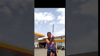 Gasoline station waterup and gasup and playing nunchaku [upl. by Ahscrop]