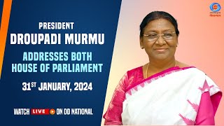 President Droupadi Murmu Addresses Both house of Parliament  Union Budget 2024 [upl. by Amethist758]