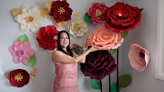 Flores Gigantes de papel 🌹🌹  Rosas grandes de papel 🥀  Flores para decoraciones 🌹🌹🌹 [upl. by Ys927]