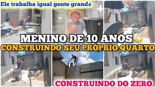 MENINO DE 10 anos CONSTRUINDO SEU PROPRIO QUARTO😱 DIÁRIO DE OBRA 7  ALMOÇO HOJE FOI CHURRASQUINHO [upl. by Adnoral]