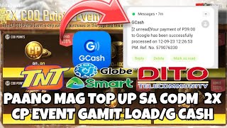 How to top up in call of duty mobile 2x CP event using load or G cash  MURANG LOAD TOP UP sa codm [upl. by Izak263]