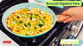 Best broccoli rigatoni feta cheese pasta recipe in 20 minutes Easy healthy mediterranean recipe [upl. by Senskell]